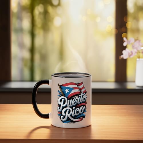 Taza de cerámica Puerto Rico Negra y Blanca miniatura 3