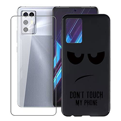 HHUAN para ZTE Nubia Red Magic 6R (6.67') Funda + 1 Piezas Cristal Templado Protectores de Pantalla, Negro Ultrafino Suave Silicone Carcasa Case, Anti Rasguño TPU Bumper Fundas Cover - DUO5