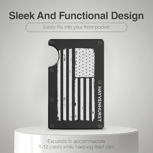Image of Hayvenhurst Wallet for Men - Slim RFID Blocking Metal Wallet with Money Clip, Minimalist Front Pocket Credit Card Holder, Small Mens Wallet