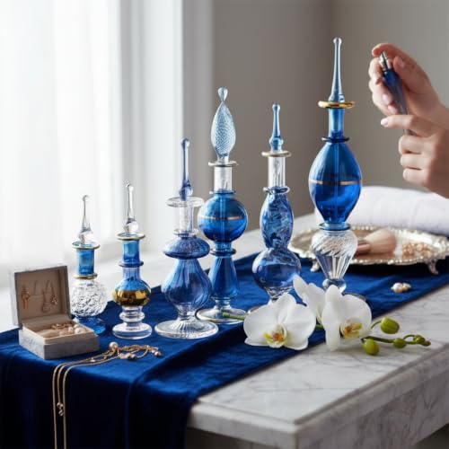 NileCart Egyptian Perfume Bottles Set of 6 All Blue 2-5 in - image 4