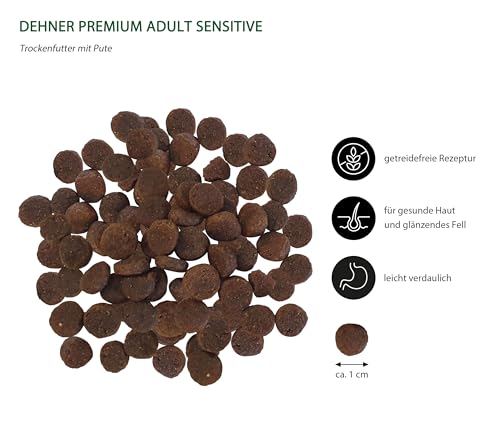 Dehner Premium Katzenfutter Sensitive, Trockenfutter getreidefrei, für ausgewachsene ernährungssensible Katzen, Pute, 2 kg