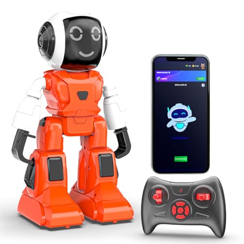 Image of Mirana Moonwalker | Smart Interactive Chat-GPT AI Robot Toy for Kids | USB Rechargeable Type-C | AR Games & in-Built Bluetooth Speaker | Remote & App Controlled | Gift for Boys & Girls 2+ Years (Red)