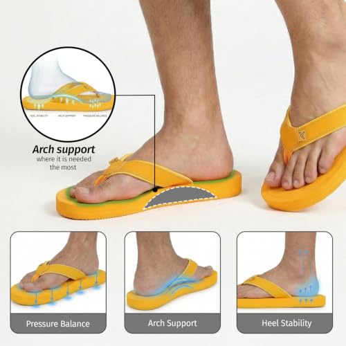 Image of YOHO ArchFlex orthopedic slippers for men | Arch support for pain relief | Soft, Anti-Skid, lightweight | comfortable padded straps flip flops for Everyday