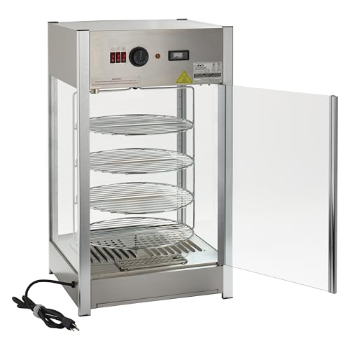 Image of Winco 14 inch Black Rotating Heated & Humified Pizza /Pretzel Warmer