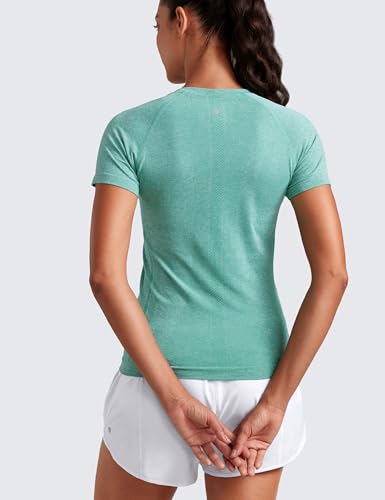 Image of CRZ YOGA Seamless T-Shirt Hip Length | Training, Chafe-Free, Slim Fit, Raglan Sleeves, Mesh Vents, Workout, Short Sleeve Tops for Women