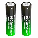 CWUU 3.7V 18650 Rechargeable Battery, 3.7V 18650 Battery 9900mAh Button Top Type Batteries for Doorbells, Flashlights, Headlamps & More, 2 Pcs