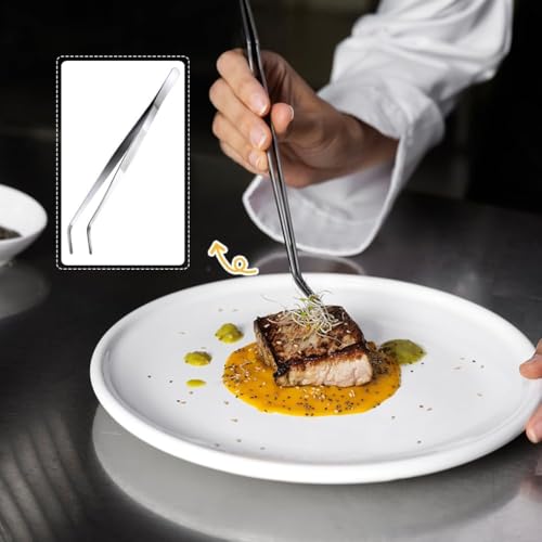 2 Stück Pinzette Spitz, Pinzette Lang, Pinzetten, Lange Pinzette, Stumpfe Pinzette, Gebogene Pinzette, Edelstahl Pinzette, Für Wasserhaustiere, Korallen, Basteln, Kochen, Reparatur (25 Cm)