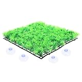 DIYEAH Tapete de Césped Artificial Pequeño 25X25 CM para Acuario y Pecera Cojines de Césped Lavables 4 Ventosas Decoración Acuática Reutilizable y Segura