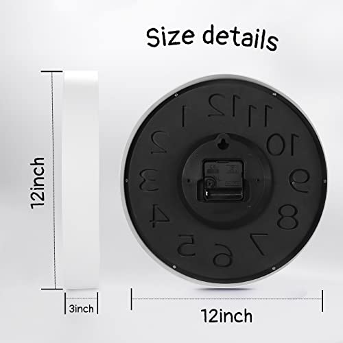 Jvxyuieh 12 Inch Quarte Wall Clock White Silent Non-Tiking Wall Clocks Modern Battery Operated Wall Clock Digital Easy Read Round Clocks Decor For Living Room/Kitchen/School #TOP2