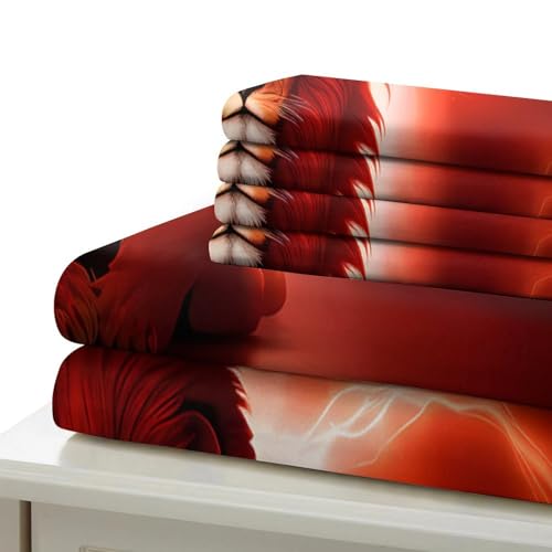 Housse de couette lion 135x200 parure lit microfibre single - 7