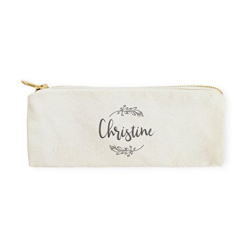 The Cotton & Canvas Co. Personalized Name with Vine Small Cosmetic Case and Travel Pouch for Office and On the Go