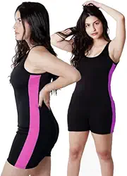 Maiô Macaquinho de Natação e Hidroginástica (G, Preto com Rosa)