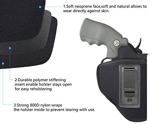 Anjilu 2-Pack Revolver Holster Carry Inside Or Outside The Waistband | Fits Most J Frame Revolvers/Ruger Lcr/Smith & Wesson Body Guard/Taurus/Charter/Most .38 Special Type Guns #TOP2