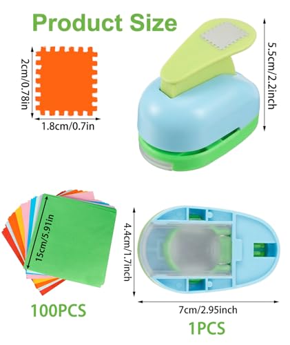 Image of 101 Pcs Stamp Puncher Set, Postage Stamp Punch Cutter Tool for Craft Projects, Multicolor Stamping Equipment with 10 Color Origami Papers, 15 by 15 cm Paper Size, Creative DIY Scrapbooking Supplies