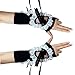 Shulmate Lolitas Crinkled Hollow Out Gloves Satins Lace Ribbon Adjustable Wrist Sleeves For Women Party Fashion Accessories(Black)