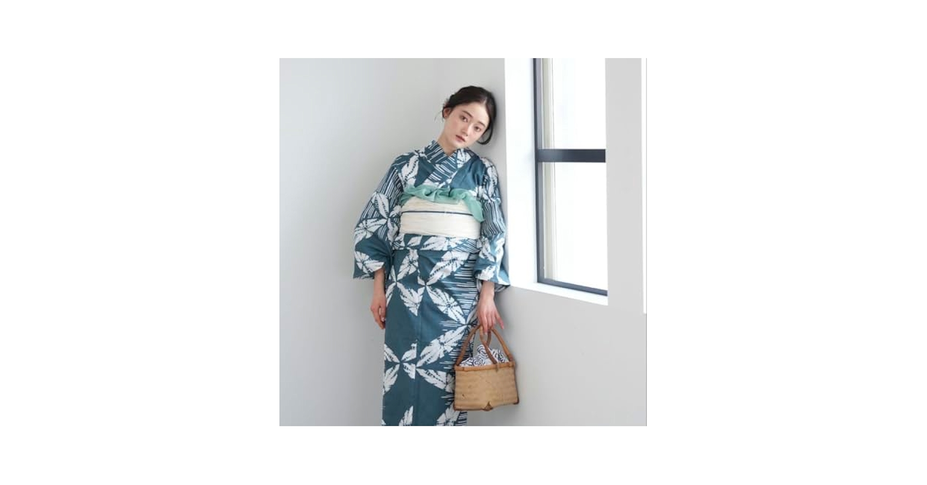 utatane 高級変わり織 浴衣3点セット 鈍青の七宝染め分け utatane｜utatane 高級変わり織 浴衣3点セット 鈍青の七宝