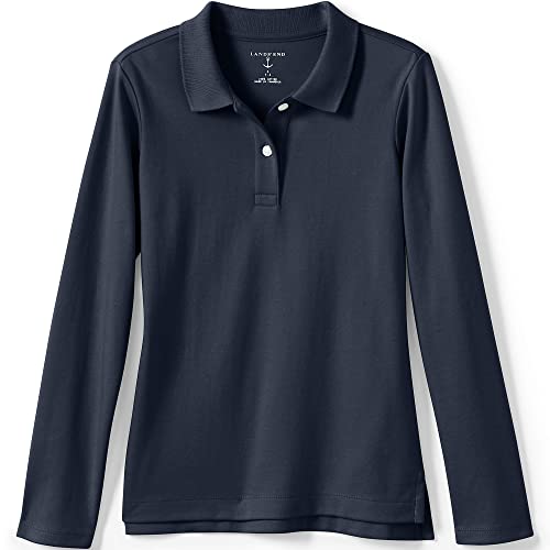 Image of Lands' End School Uniform Girls Long Sleeve Feminine Fit Interlock Polo Shirt