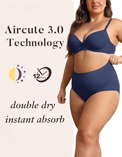 Image of AIRCUTE Washable Urinary Incontinence Protective Underwear for Women Leak Proof Absorbent Reusable Panties 60ML 1 Pack (Dark Sea, 2X-Large)