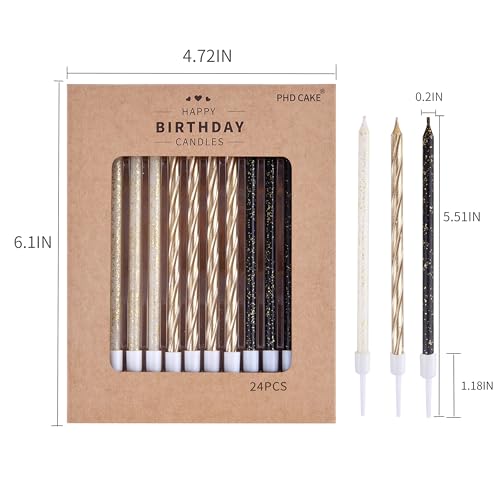 Phd Cake Gold, Black, White Long Thin Birthday Candles thumb #5