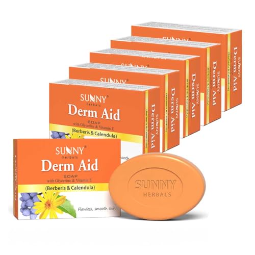 Image of Sunny Herbals Derm Aid Soap | Helps Relieve Skin Itching | Soothes Dry & Flaky Skin | Calms Irritation | Herbal Formula | For Daily Use | 75 gm (Pack of 6)