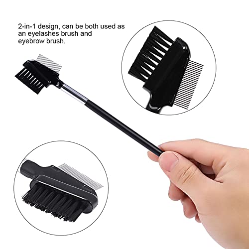 Lash Brush, Eyelash Separator, Lash Separator Tool, Eyelash and Eyebrow Comb Stainless Steel 2 in 1 Eyelash and Eyebrow Brush Dual Functionality for Enhanced Beauty