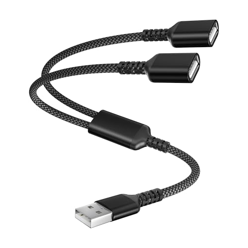 Itramax USB Splitter Extender Cable 3.3FT,1 Male to 2 Female USB Connector Y Cord,Dual Double USB Port Extension,Data & Charger Power Split Adapter for Mac Xbox One Series X/S,PC,Car,PS4/5,Laptop