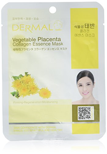 Dermal Korea Collagen Essence Full Face Facial Mask Sheet Pack No.27 Vegetable Placenta 23g 10pcs