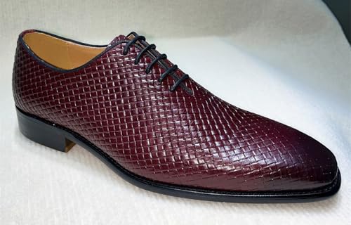 Santimon Men's Woven Leather Oxfords Formal Dress Shoes - Classic Pointed Toe Lace-Up Business Casual Shoes for Office & Wedding2