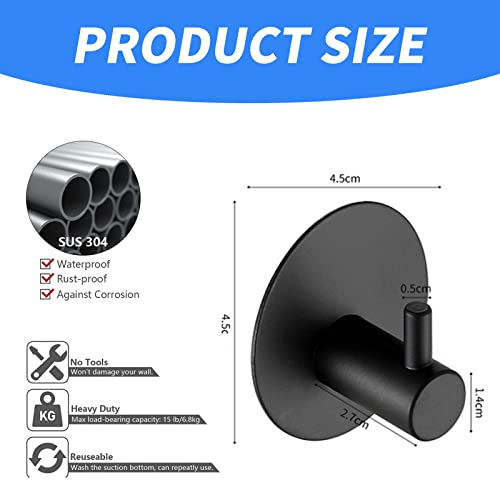 Yafiygi 2Pack Suction Hooks For Shower Wall Black Suction Cup Set Of 2 Bathroom Towel Hooks 304 Stainless Steel Removable Suction Towel Rack And Kitchen Organizer For Towel Hook, Bathrobe And Loofah #TOP2