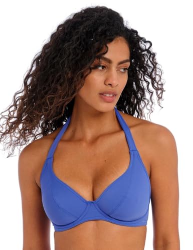 Haut de bikini halter Freya Jewel Cove 32FF Plain Azure avec armatures