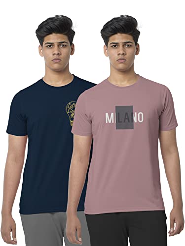 Image of BULLMER Black Trendy Typographic Printed Round Neck Half Sleeve Tshirt for Men