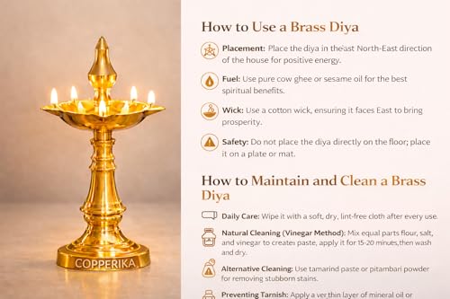 Image of Premium Brass Diya Kerala Samai 10 Inch (Set of 2)|Traditional Oil Lamp Deepak Lamp Kutthu vilakku Panchmahal Deepam for Pooja Mandir Diwali Indian Puja Ganesh Chaturthi ReturnGift