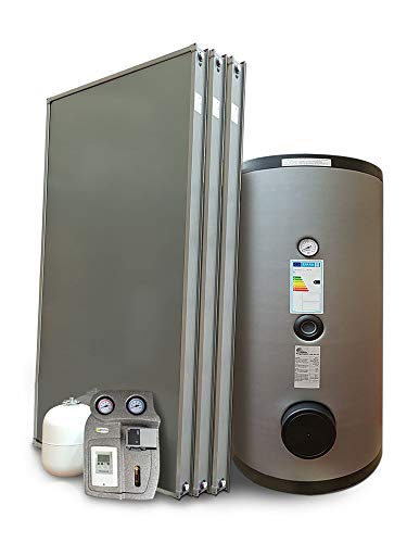 Kit impianto solare termico a svuotamento a pannelli piani per produzione Acqua Calda Sanitaria (3 pannelli, bollitore 500 litri doppia serpentina)