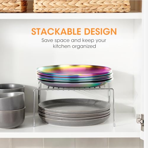 AIEVE Stainless Steel Kids Plates,6 Pack Round Toddler Plates,8 Inch Dinner Dishes for Baby, BPA Free, Dishwasher Safe