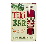 FEENOMENN Metalowa tabliczka Deco Vintage - Tiki Bar Cocktails (20x30cm)