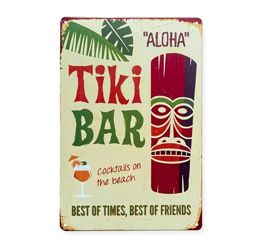 FEENOMENN Metalowa tabliczka Deco Vintage - Tiki Bar Cocktails (20x30cm)