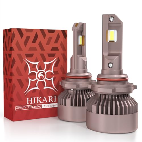 HIKARI WINGS 9005 Foglight Bulbs, 50000LM Super Bright, 6000K Cool White HB3 Light Bulbs, IP68 Waterproof, Pack of 2