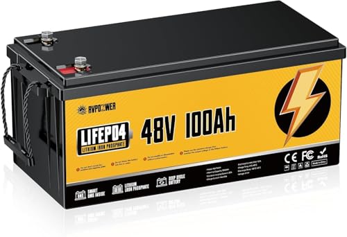 Rvpozwer 48V 100Ah LiFePO4 Batterie 5120Wh mit 100A BMS, bis zu 8.000 Zyklen, Solarspeicherakku für PV-Anlagen, Wohnmobil, Boot, Notstrom & Off-Grid-Systeme
