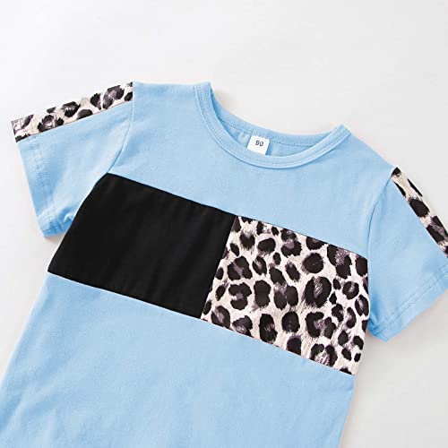 Image of FOCUTEBB Toddler Girl Clothes Baby Leopard T-Shirt Shorts Summer Set 18M-8Y