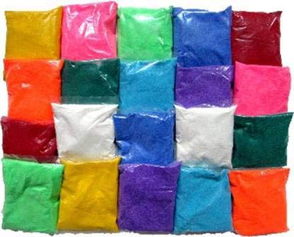 ARVE Rangoli Powder Packs - Ready to use (Well Mixed,Non - Sticky) | Multi Colors (Set of 10 * 100 g)