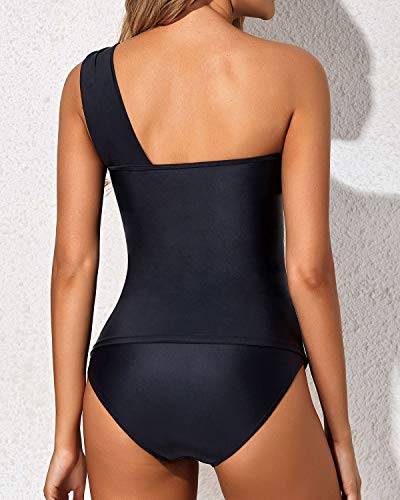 Tempt Me Two Piece Tankini Bathing Suits for Women One Shoulder Swim Top with Bottom Swimsuits2