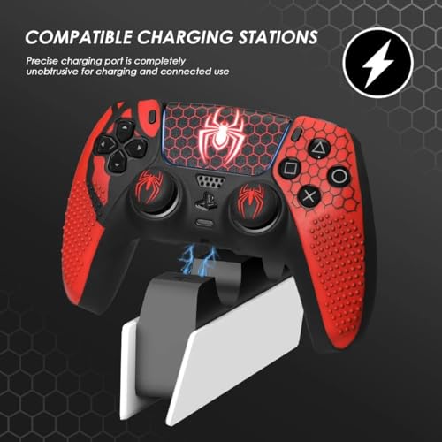 Image of Meyaar Anti-Slip for PS5 Controller Skin, PS5 Controller Accessories, Non-Slip Silicone for PS5 Controller Cover Case with Thumb Grip Gaps, Touch Pad Sticker and Cover Wrap (Pack of 1 (Grid))