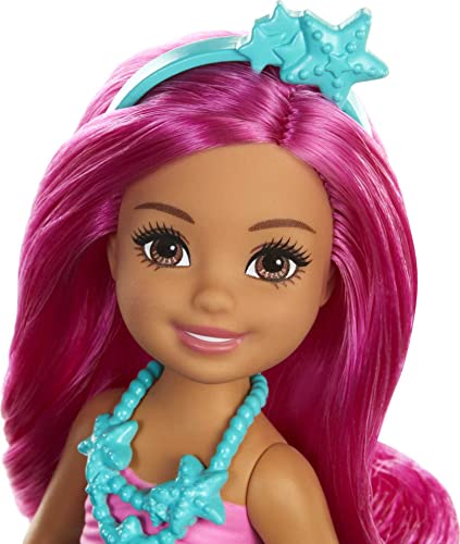 Boneca Barbie Chelsea Dreamtopia 16 cm Sereia Rosa e Cabelos Rosa GJJ86 Mattel