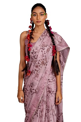 Image of MIRCHI FASHION Women Saree Chiffon Floral Printed | Breathable Festive Occasion Sari for Social Visits with Matching Blouse Piece