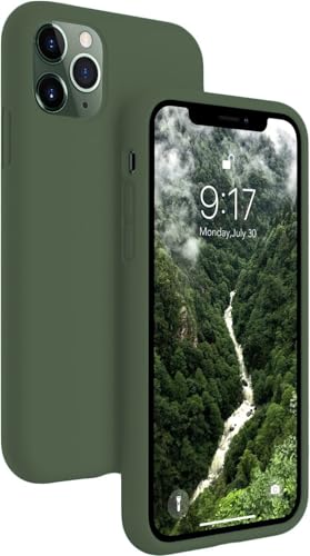 Image of DIZORO Microfiber Candy Case Compatible for iPhone 11 Pro Max 6.5 inch, Shockproof Slim Back Cover Liquid Silicone Case - Pine Green