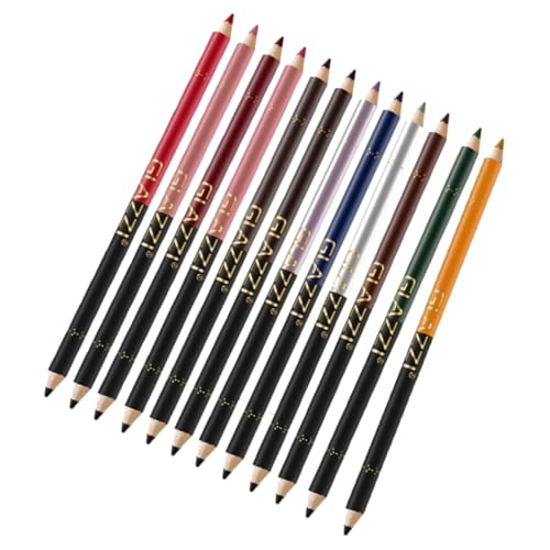 Ipetboom 12 Piezas delineador de labios delineador de ojos cejas Impermeable equipo líquido Gel lip liner eyeliner delineador a prueba de agua delineador de labios a prueba de agua Madera