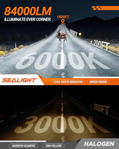 Image of SEALIGHT H13 Led Bulbs 84,000LM 900% Brightness 9008 Light Bulbs, 6000K Cool White H13 Light Bulbs with 25000RPM Fan, Plug and Play ATV /UTV, 10-Year Extended Lifespan IP68 Waterproof, Pack of 2