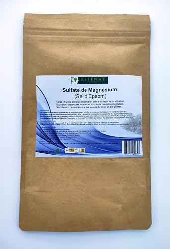 Solfato di magnesio (sale Epsom) 150G - Integratore alimentare in polvere - 60 dosi giornaliere - Estenato