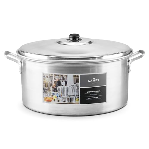 Repostería Y Gourmet, Kitchen LAMEX | Budinera de Aluminio | Completa tu Bateria de Cocina - Utensillos de Cocina | Ideal para tu Hogar & Cocina Integral | con Tapa de Aluminio - 40 litros