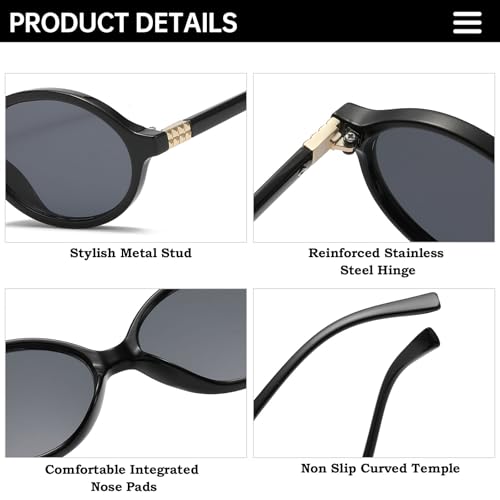 Long Keeper Retro Oval Sunglasses for Women Men 90s Small Round Sunnies Vintage Oval Shades Trendy UV Protection Sun Glasses4